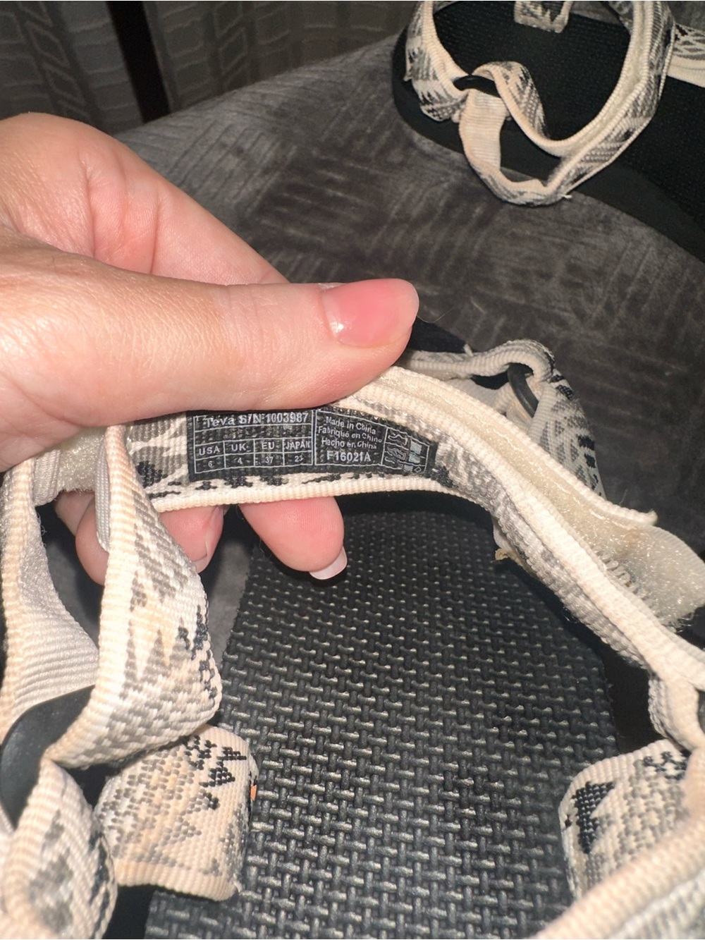Teva Women’s Black Sandals with Cream Patterned Straps - Picture 2 of 4